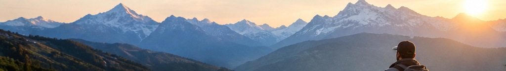 Himalayan snow peaks at sunset